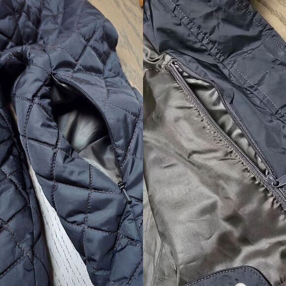 M. Miller Kristene Quilted Ulatrasuede Winter Jacket in Black Raccoon Fur Trim - Picture 15 of 16